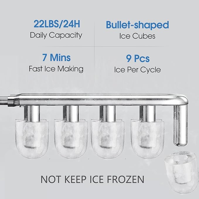 Self Clean Water Cooler Dispenser and Ice Maker Bottom Load for 5 Gallon Ice 22lbs Daily Capacity 3 Temperature Settings Full Alert Night Light Black