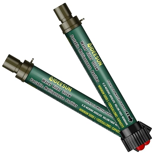 2pcs Portable Water Filter Straw - 5-Stage Filtration for Safe and Clean Drinking Water During Camping and Hiking