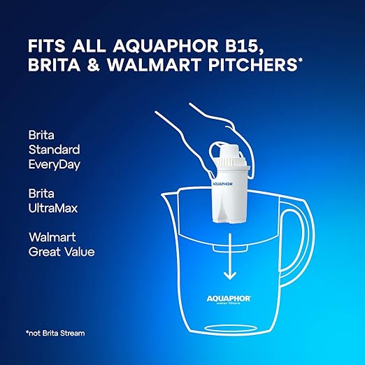 AQUAPHOR Water Filter Pitcher Opal 12 Cup with 1 X B15 Filter - 145 Gallons Long-Life (Black)