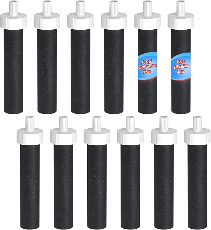 12 Pack BBT BAMBOOST Water Bottle Filter, Replacement for Brita BB06, BPA-Free, Replaces 1,800 Plastic Water Bottles a Year, Hard Sided and Stainless Steel Bottle Filter