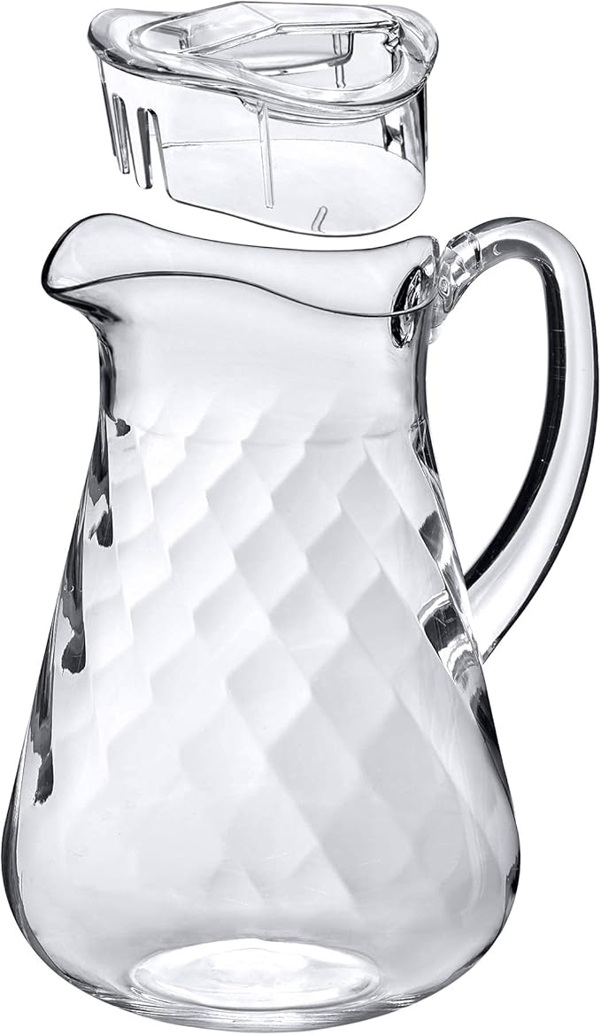 Amazing Abby - Droply Whirly - Plastic Pitcher (64 oz, 2 Quart), Clear Water Pitcher with Lid, Fridge Jug, BPA-Free, Shatter-Proof, Great for Iced Tea, Sangria, Lemonade, Juice, Milk, and More