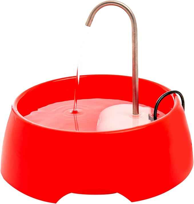 Aqua MINI Portable Pet Water Fountain - Automatic Drinking Bowl for Cats and Dogs - Stainless Steel Faucet - Replaceable Filters - Easy Cleaning - Ideal for Multiple Pets - 1.2L/42 fl oz - Red