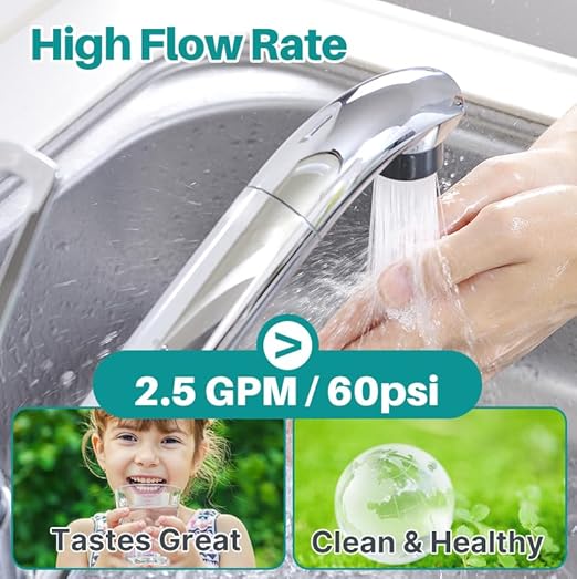 ICEPURE Under Sink Drinking Water Filter System with Replacement, 5 Years or 40000 Gallons Ultra High Capacity NSF/ANSI 42 Certified, 0.5 Micron Removes 99.99% Chlorine, Heavy Metals