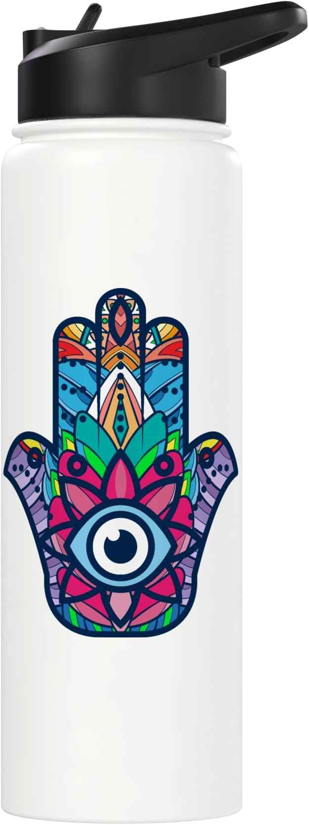 Colorful Nazar Amulet Hamsa Symbol Blue Evil Eye Ornament Stainless Steel Insulated Water Bottle
