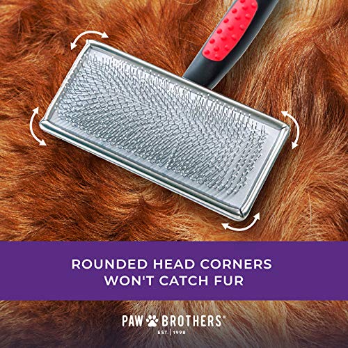 Paw Brothers Soft Pin Flat Slicker Brush for Dogs