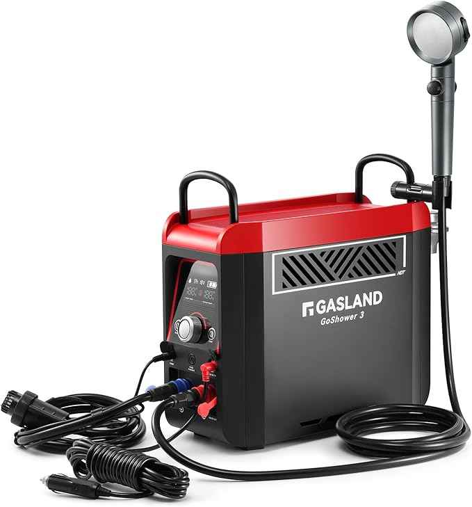 GASLAND Goshower G3 Pro 1lb Propane Portable Camp Water Heater & Shower Pump, CSA Certified, Instant Hot Water for Outdoor Camping, Hiking, Glamping & Vacationing, 4000mAh Rechargeable Shower System
