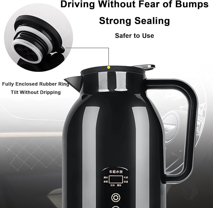 Car Water Boiler - LED Temperature Display,Car Water Heater Tea Kettle | for Travel Commuting Family Outing Tea Coffee Milk Instant Noodles