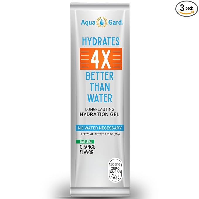 Aqua-Gard Emergency Hydration Gel - Survival Pouches for Disaster Relief | 200% More Effective Hydration | Emergency Pouches for Water Emergency Kit Supply for Extreme Conditions (3 Pack)