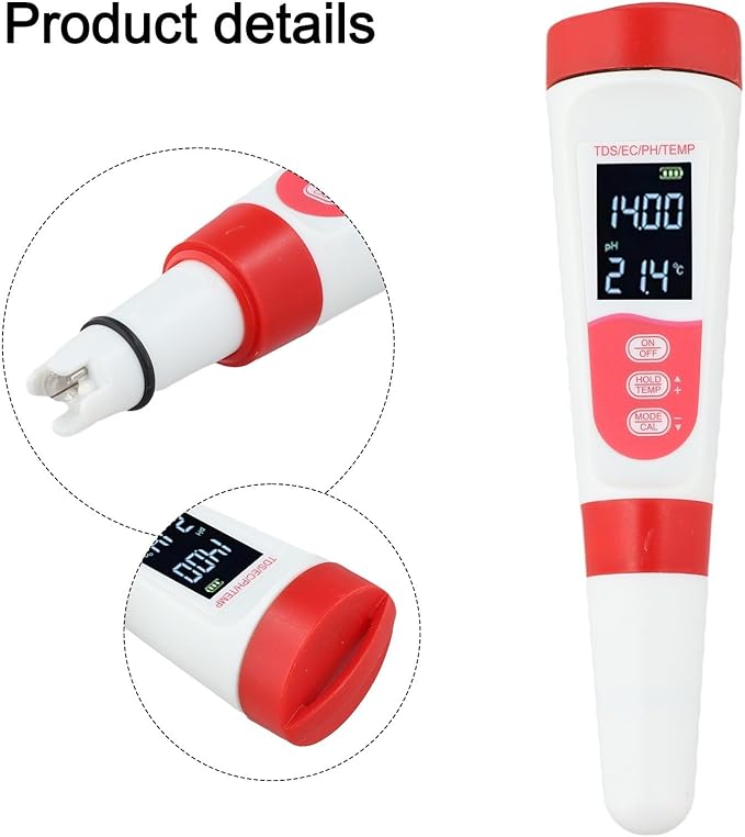 4 in 1 Digital Water Quality Tester Automatic Calibration IP67 Waterproof pH Meter for Precision-Testing