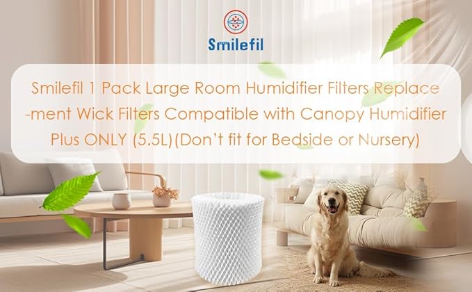 Smilefil Large Room Humidifier Filters Replacement Wick Filters Compatible with Canopy Humidifier Plus ONLY （5.5L）(Don’t fit for Bedside or Nursery)