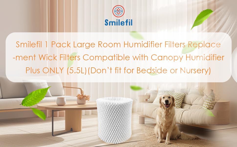 Smilefil Large Room Humidifier Filters Replacement Wick Filters Compatible with Canopy Humidifier Plus ONLY （5.5L）