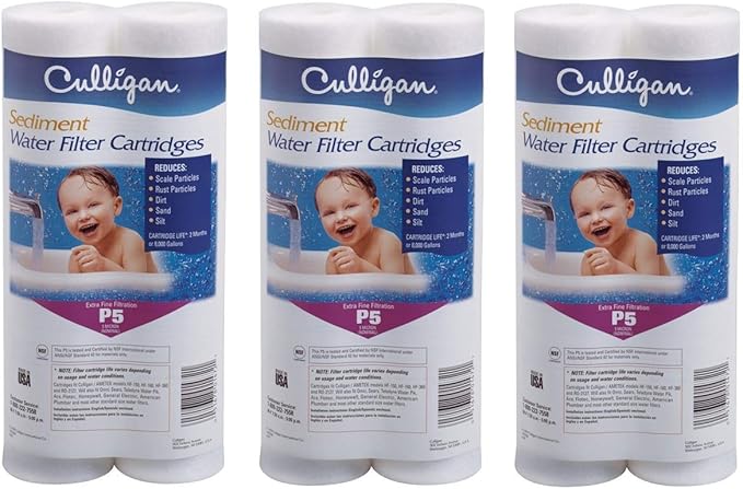 Culligan P5 Whole House Premium Water Filter, 8,000 Gallons, 3 Pack, Sold as 6 Filters