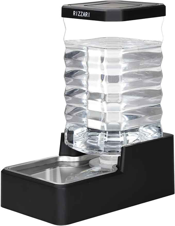 RIZZARI Stainless Steel Pet Water Dispenser: 10L Large Gravity Waterer - Splash-Resistant - Leak-Proof Auto Refill - Easy Clean - for Large Dogs - Living Room/Crate Area/Mudroom