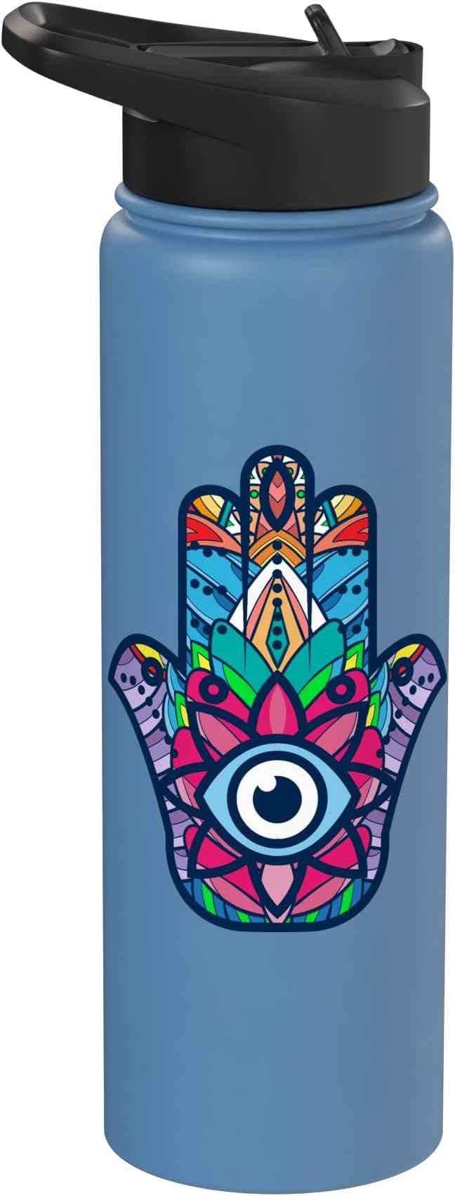 Colorful Nazar Amulet Hamsa Symbol Blue Evil Eye Ornament Stainless Steel Insulated Water Bottle