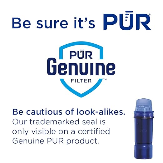 PUR 7-Cup Water Filter Pitcher with 1 Genuine PUR Filter, 3-in-1 Powerful Filtration, BPA Free, Dishwasher Safe, White, PPT710WA