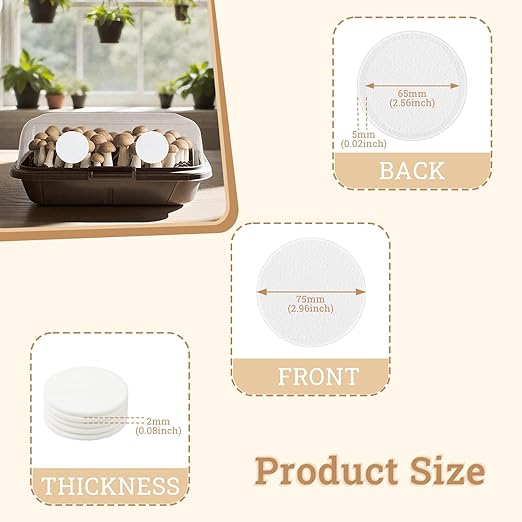 Monotub Adhesive Filter Discs, 60 PCS 2.5" Monotub Filter Disks for Mushroom Growing Growth Filter Supplies, Synthetic Adhesive Filtration Pads Compatible with Mushroom Mono Tub-2mm Thick