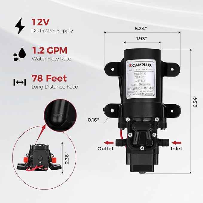 CAMPLUX 5L Portable Propane Gas Tankless Water Heater, 1.32 GPM Tankless Water Heater With 1.2 GPM Water Pump, AY132BP43, Black