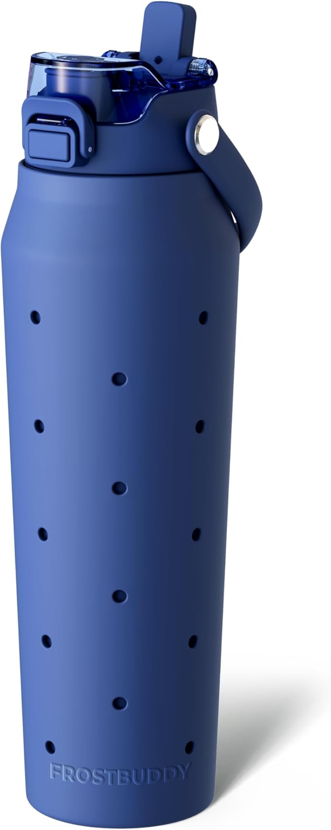 Frost Buddy 32 oz Insulated Stainless Steel Water Bottle with Silicone Sleeve - Customizable with Budz Charms | Straw & Chug Lid, Leak-Proof & Cup Holder Friendly