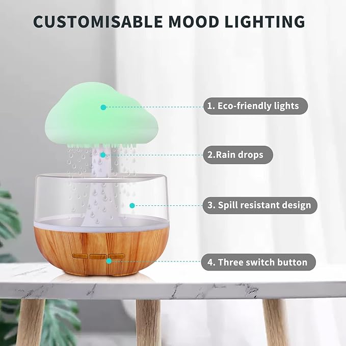 Aromatherapy Diffuser for Home and Office, Weljoy Rain Cloud Humidifier, Essential Oil Diffuser,Multiple Room Use, Mushroom Design