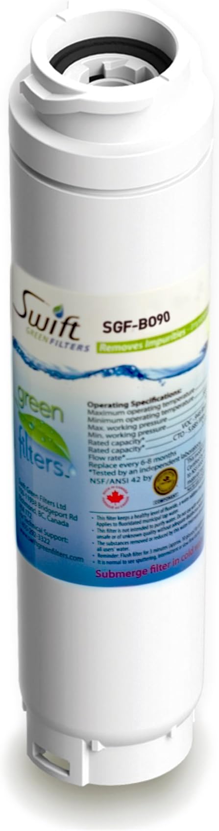 Swift Green Filters (6 Pack) SGF-BO90 Replacement for 101443,BORPLFTR10, 644845, 9000, EFF-6025A Refrigerators Water Filters (Pack of 6) MADE IN USA, White