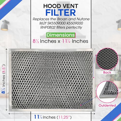 Stove Vent Filter 8.5" x 11.25" LL62F Fits Broan Range Hood Filter (2 Count)