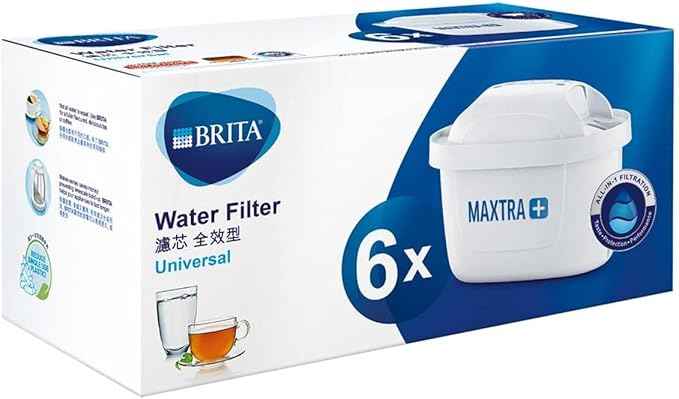 BRITA MAXTRA+ replacement water filter cartridges, compatible with all BRITA jugs -reduce chlorine, limescale and impurities for great taste - 6 Count (Pack of 1)