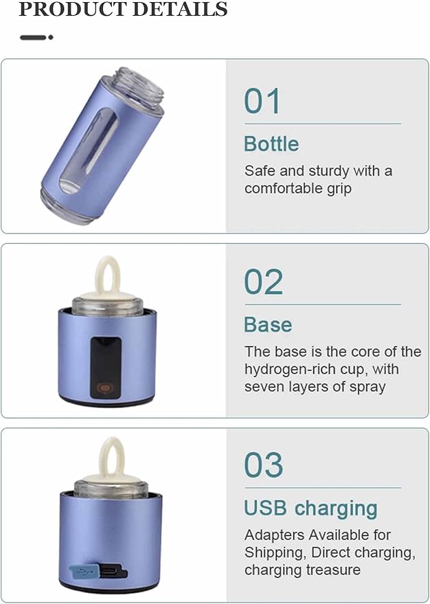 New Electrolyzed Water Cup, Smart Portable Hydrogen Production Bottle, 5000ppb Hydrogen-Rich Water Cup, with Touch Screen, High Concentration H2 Water Bottle