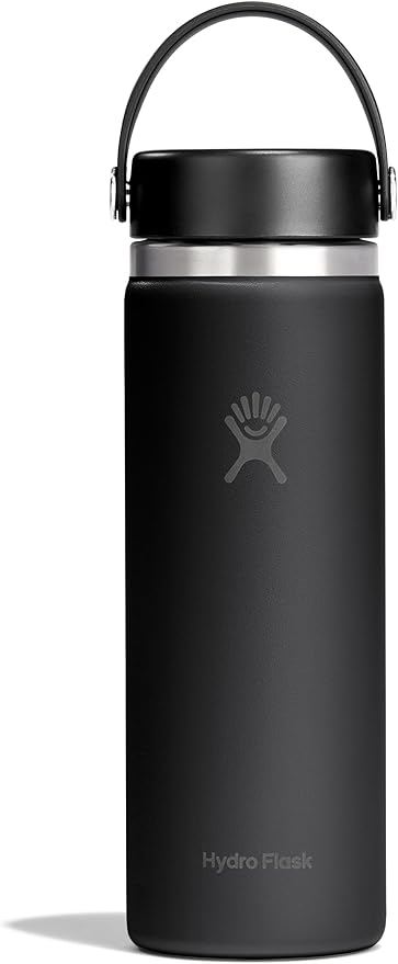 Hydro Flask Water Bottle - Insulated Stainless Steel - Wide Mouth Flex Lid, Non Spill, Leakproof and Refillable in 20 Oz Tonal Black