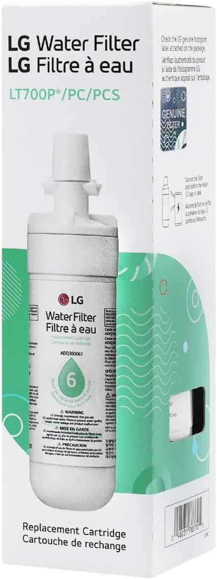 LG LT700P- 6 Month / 200 Gallon Capacity Replacement Refrigerator Water Filter (NSF42 and NSF53) ADQ36006101, ADQ36006113, ADQ75795103, or AGF80300702 , White , Single