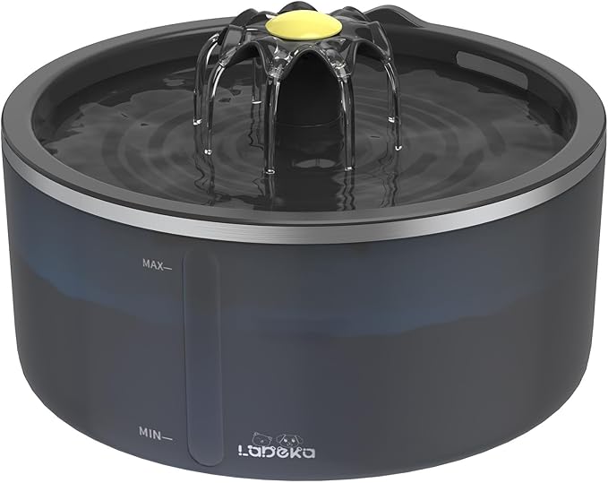 Cat Water Fountain with Dual Filtration System, 2.5L/84oz Pet Water Fountain for Cats Inside, Cat Fountain for Drinking with Ultra Quiet Pump(≤20dB)& LED Blue Light - for Pets Small Animals(2Filters)
