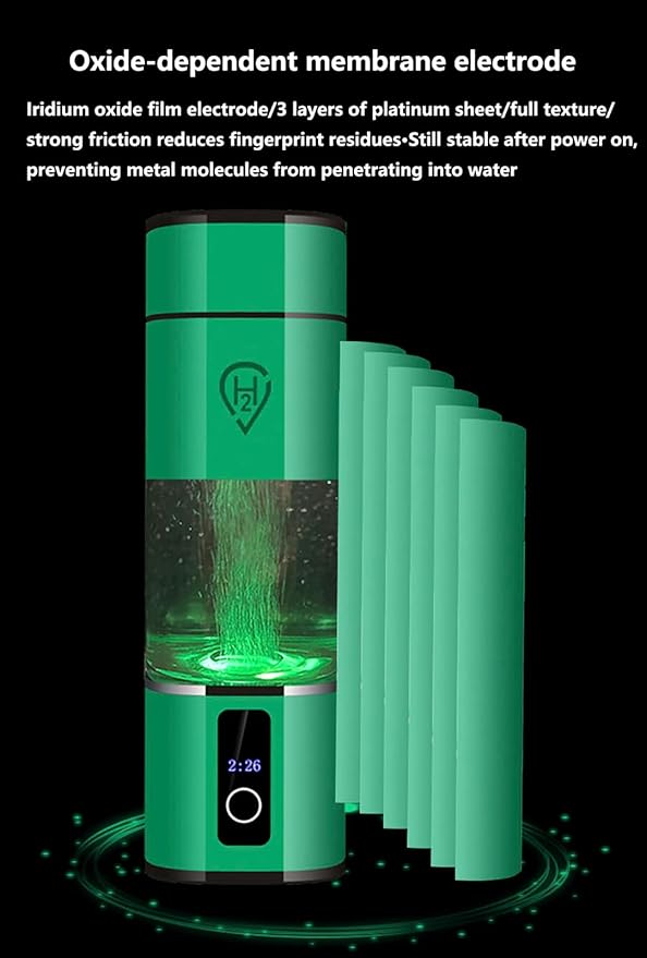 8000PPB Rechargeable PEM Hydrogen Water Bottle Generator – Portable Hydrogen Water Machine with LED, Smart Electric Hydrogenated Water Bottle for Travel, Fitness & Daily Hydration