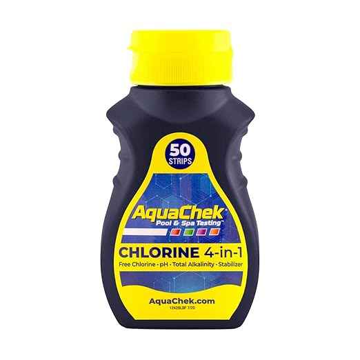 AquaChek Yellow 4-Way Pool and Spa Test Strips - 50 Yellow Test Strips - Swimming Pool Test Strips For pH, Free Chlorine, Total Alkalinity, and Cyanuric Acid - Quick and Accurate Results - Testing Kit