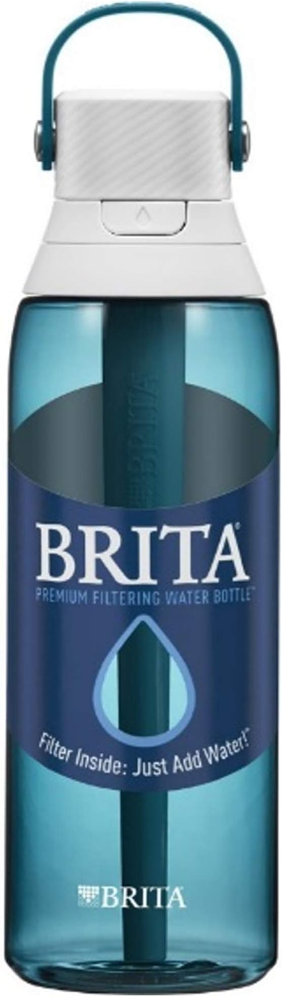 Brita Hard-Sided Plastic Premium Filtering Water Bottle, BPA-Free, Reusable, Replaces 300 Plastic Water Bottles, Filter Lasts 2 Months or 40 Gallons, Includes 1 Filter, Sea Glass - 26 oz.