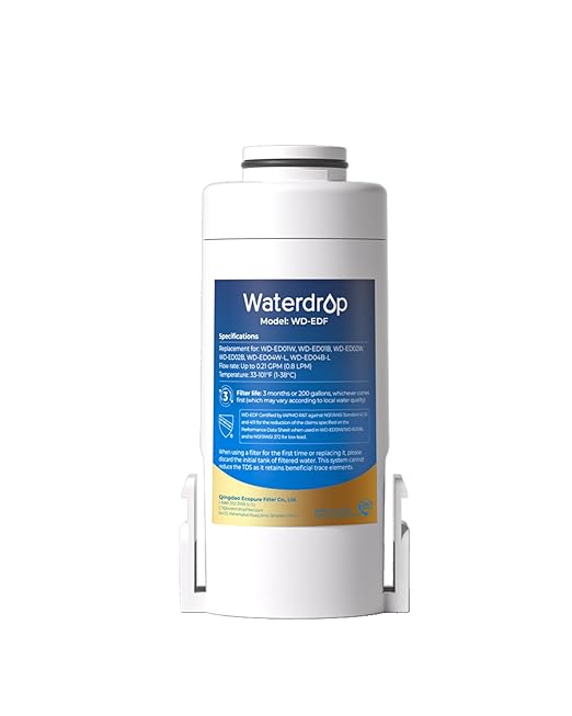 Waterdrop WD-EDF Replacement Filters for Waterdrop Electric Water Filter Pitcher WD-ED01/ED02/ED04, 3 Months or 200 Gallons, NSF/ANSI 401&53&42, 1 Filter