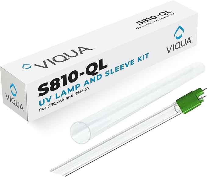 VIQUA S810-QL UV Lamp and Quartz Sleeve Bundle – Includes S810RL Bulb, QS-810 Sleeve & O-Rings – Compatible with S8Q-PA, S8Q, S8Q-Gold, S8Q-PV, SV8Q-PA, SSM-37, SSMV-37 UV Systems