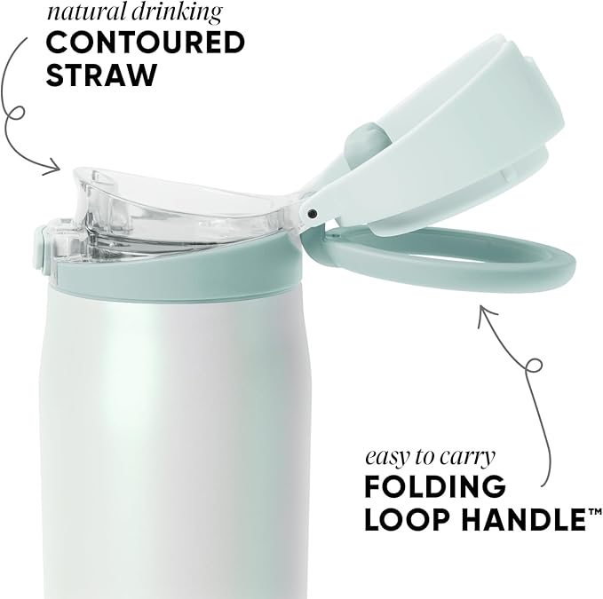 Simple Modern Mesa Loop Water Bottle with Covered Straw and Handle | 30oz Cup Holder Friendly Insulated Stainless Steel Bottles for Travel, Sports and School | Spring Air Pearl