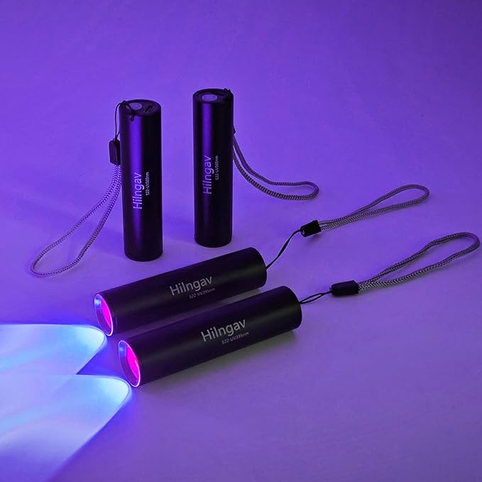 4 Pack Rechargeable Black Flashlight Small UV Black Flash Light 395 NM 365 NM Mini Blacklight Flashlights USB C Charging LED Handheld Torch for Pet Dog Urine Resin Curing Fluorescent Detection