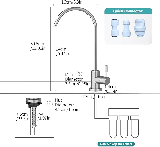 Kitchen Sink Faucet with Pull - Down Sprayer, 2 - Handle 3 - in - 1 Kitchen Sink Filter Faucet, Cold and Hot Mixer Drinking Water Faucet (Brushed Nickel-01)