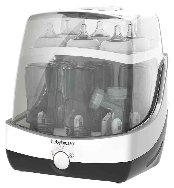 Baby Brezza Superfast 10 Minute Baby Bottle Sterilizer + Dryer - 75% Faster – Universal Electric Steam Sterilization for All Bottles, Pacifiers + Breast Pump Parts