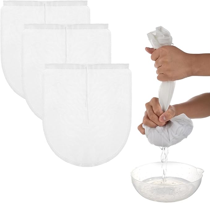 Cheese Bags, 3 Pack 12" x 10" Nylon Reusable Fine Mesh Cheesecloth Strainer Nut Tea Beer Juice Filter Cloth for Cold Brew Coffee Yogurt Almond Soy Oat Milk