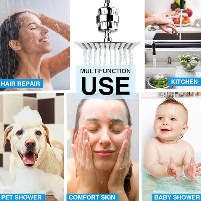 15 Stage Shower Head Filter for Hard Water - Black Shower Water Filter Reduces Chlorine, Improves Skin Condition