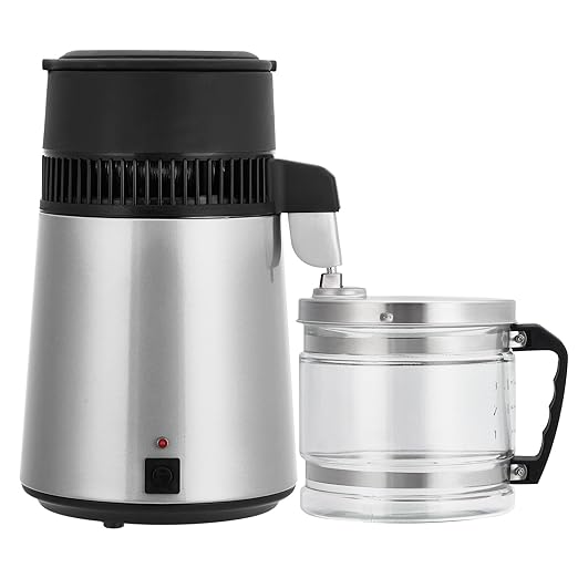 4L Water Distiller,Household Stainless Steel Distilled Water Purifier,Countertop Distilled Water Maker,4 Litre Distilled Water Machine for Home.Silver.