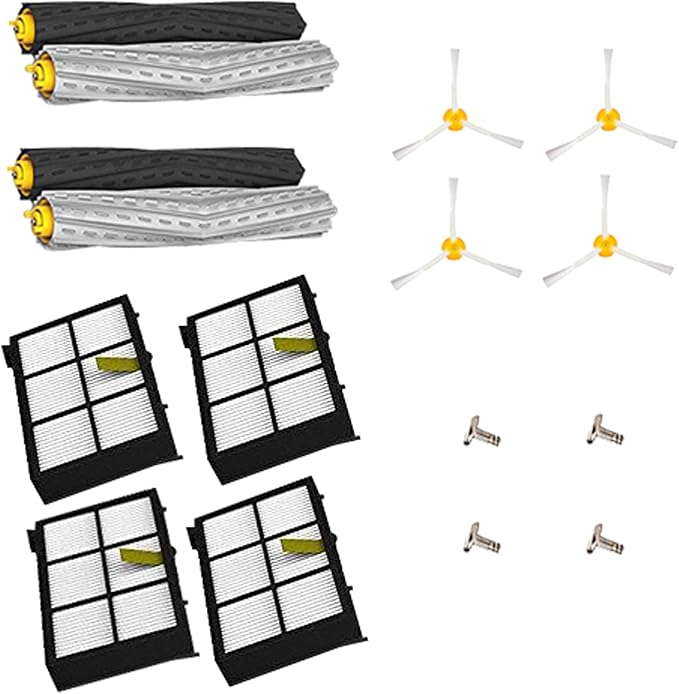 Replacement Parts Kit for Iobot Roomba 800 and 900 Series 805 860 870 871 880 890 960 961 980 981 985 Vacuum Cleaner Accessories Including Debris Extractor Set,Side Brush and Hepa Filters - AquaVibe