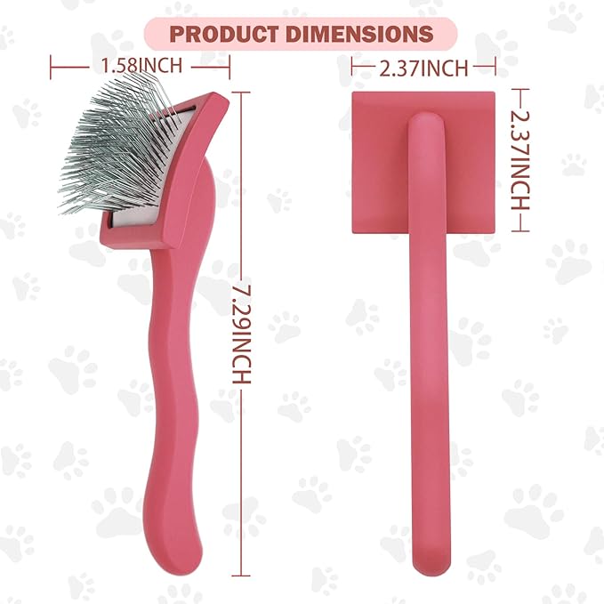Dog Slicker Brush for Golden Doodle Grooming Kit - Dematting Brushes for Goldendoodles, Labradoodles, Poodles - Pet Hair Brush for Short & Medium Haired Dogs - Small (Red) - AquaVibe