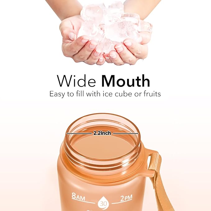 Hyeta 32oz Water Bottles with Straw - Stay Motivated and Hydrated with Convenient Times to Drink Markings, Durable, Leak-proof