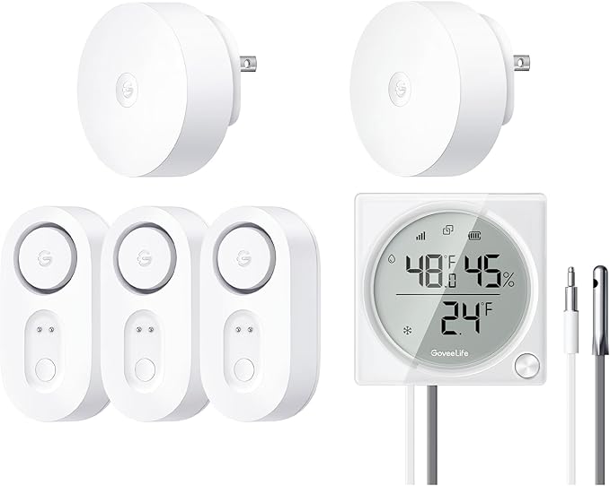 GoveeLife Upgraded WiFi Refrigerator Thermometer Pro Bundle with Upgraded Smart Water Leak Detector 1s
