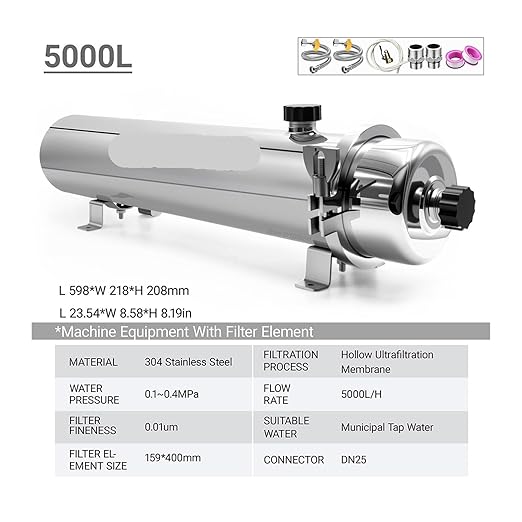 Whole House High Flow UF System Water Purifier 1000L,0.01μm Stainless Steel Mineral Filter(5000L)