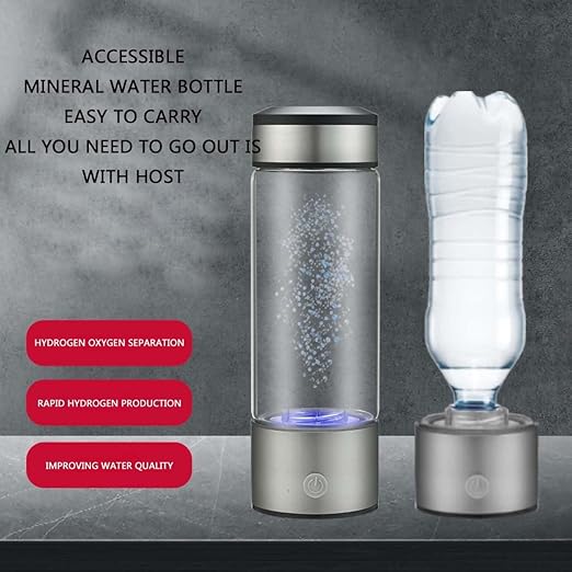 Hydrogen Water Bottle Generator,Portable Hydrogen Water Ionizer Machine, Hydrogen Water Pitcher with New PEM/SPE Technology,Hydrogen Rich Water Glass Health Cup for Home Travel(420ML)
