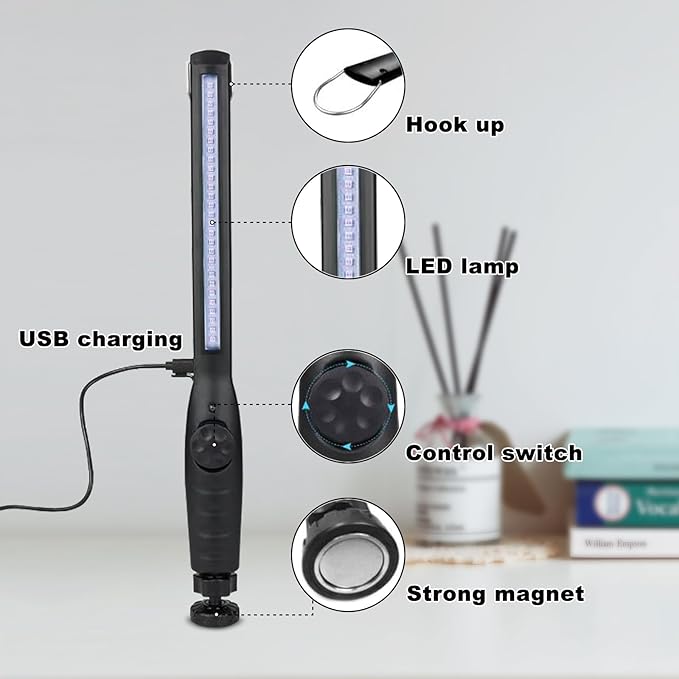 Travel UV Light Sanitizer Wand, Home Disinfection Device,Portable UV Light Disinfection Lamp USB Rechargeable