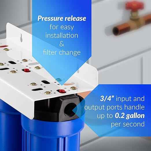 iSpring WCB32O+AHPF12MNPT12X2 Whole House Water Filter System, Reduces up to 99% Chlorine, Sediment, Taste, Odor, 3-Stage Water Filtration System w/ 3/4" Push-fit Stainless Steel Hose Connectors